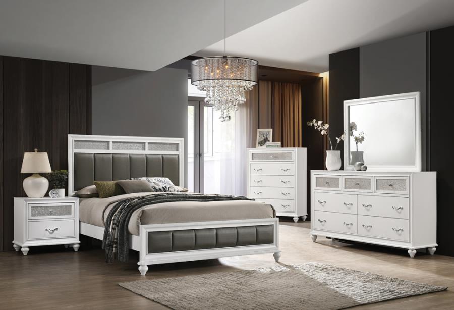 5 PCS Queen Bedroom Set with Upholstered Headboard Black