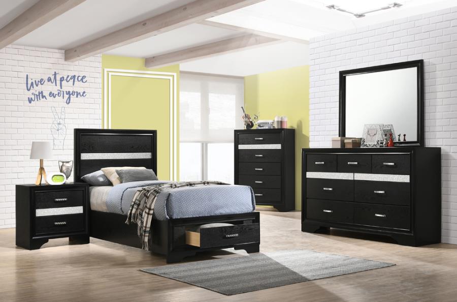 Miranda Platform Storage Queen Bedroom Set 4Pcs