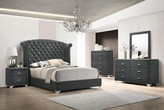 Melody 6-piece Queen Tufted Upholstered Bedroom Set Grey