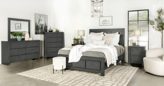 4 PCs Bedroom Set Dark Grey Queen