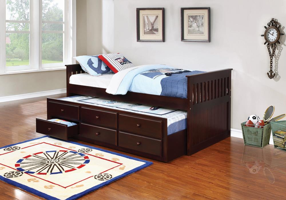 TWIN CAPTAIN'S BED W/ TRUNDLE 300106