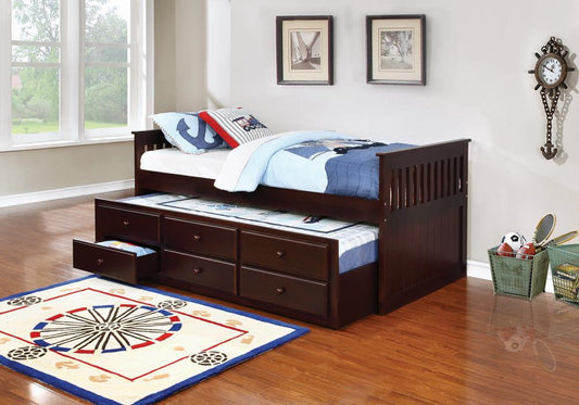 TWIN CAPTAIN'S BED W/ TRUNDLE 300106