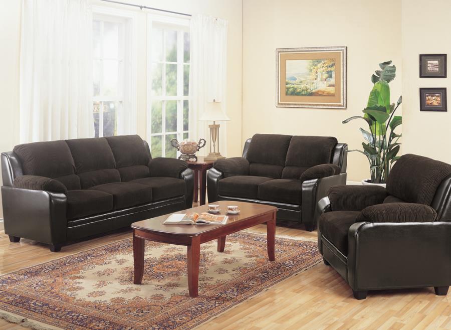 Upholstered Living Room Set Brown