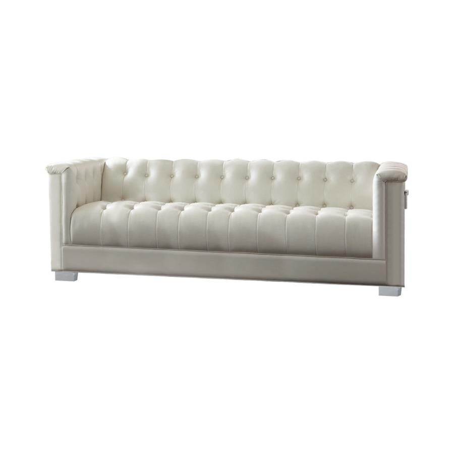 Chaviano Upholstered Tufted Living Room Set Pearl White