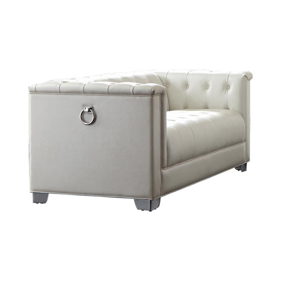 Chaviano Upholstered Tufted Living Room Set Pearl White