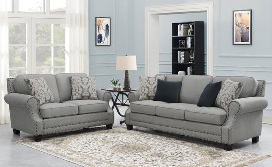 Living Room Set with Rolled Arms Grey