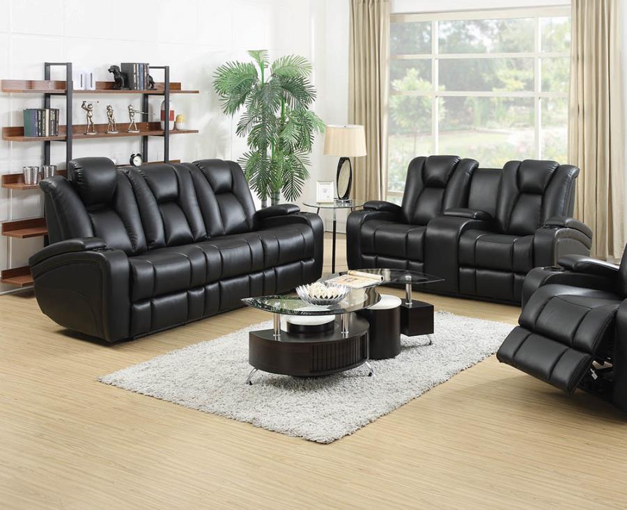 Tufted Living Room Set Black