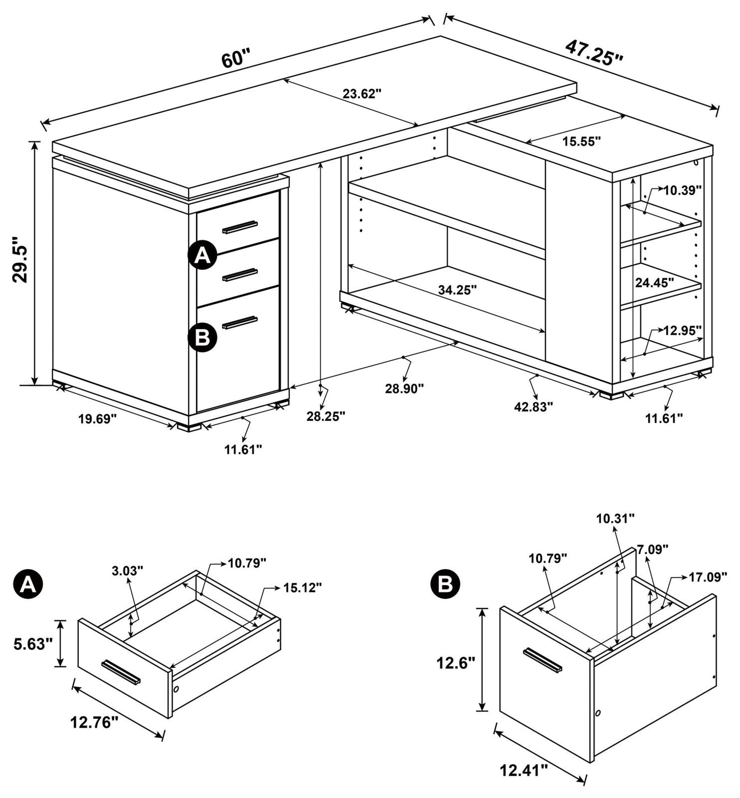 YVETTE L-SHAPE OFFICE DESK 800517