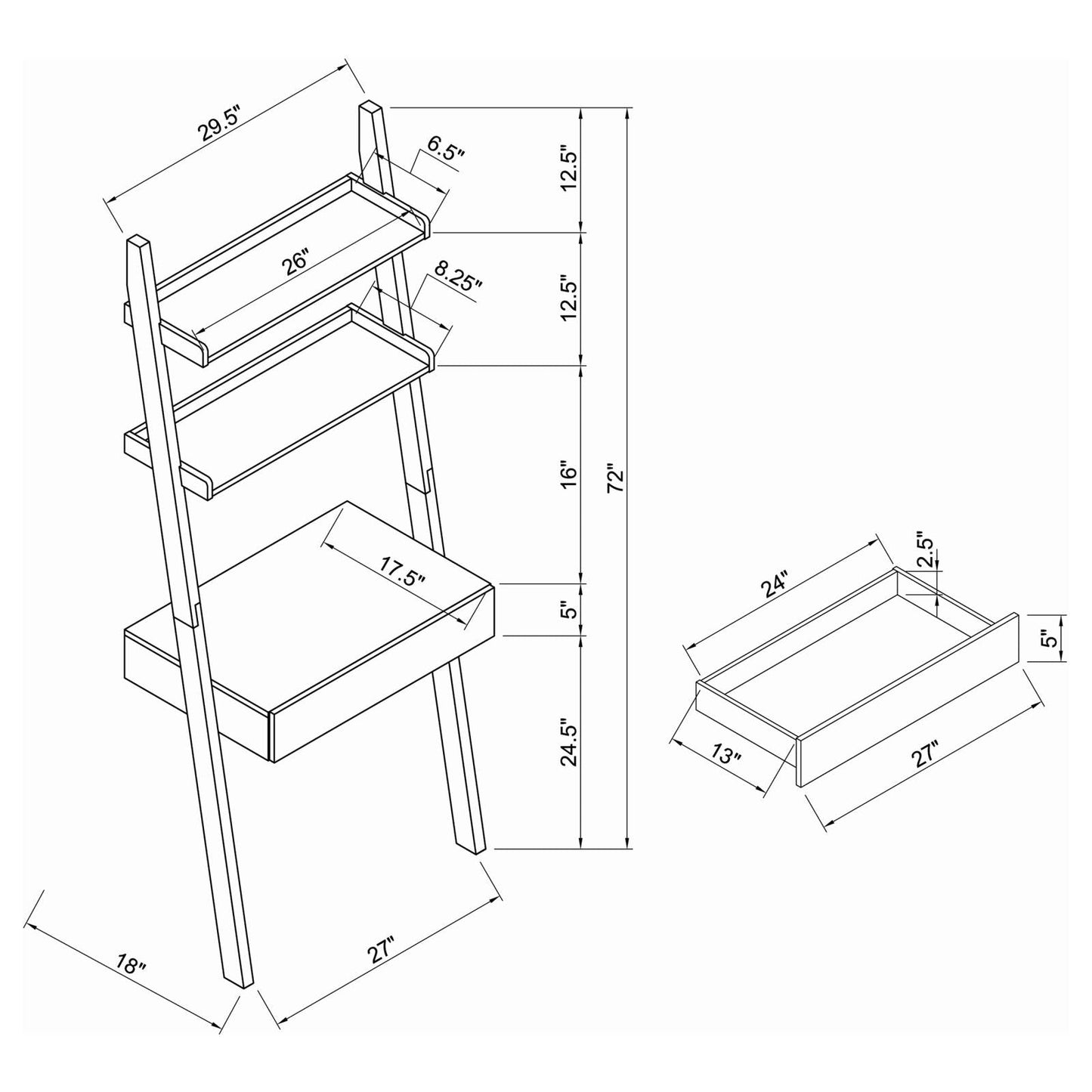 3 PC LADDER BOOKCASE SET 801373-S3