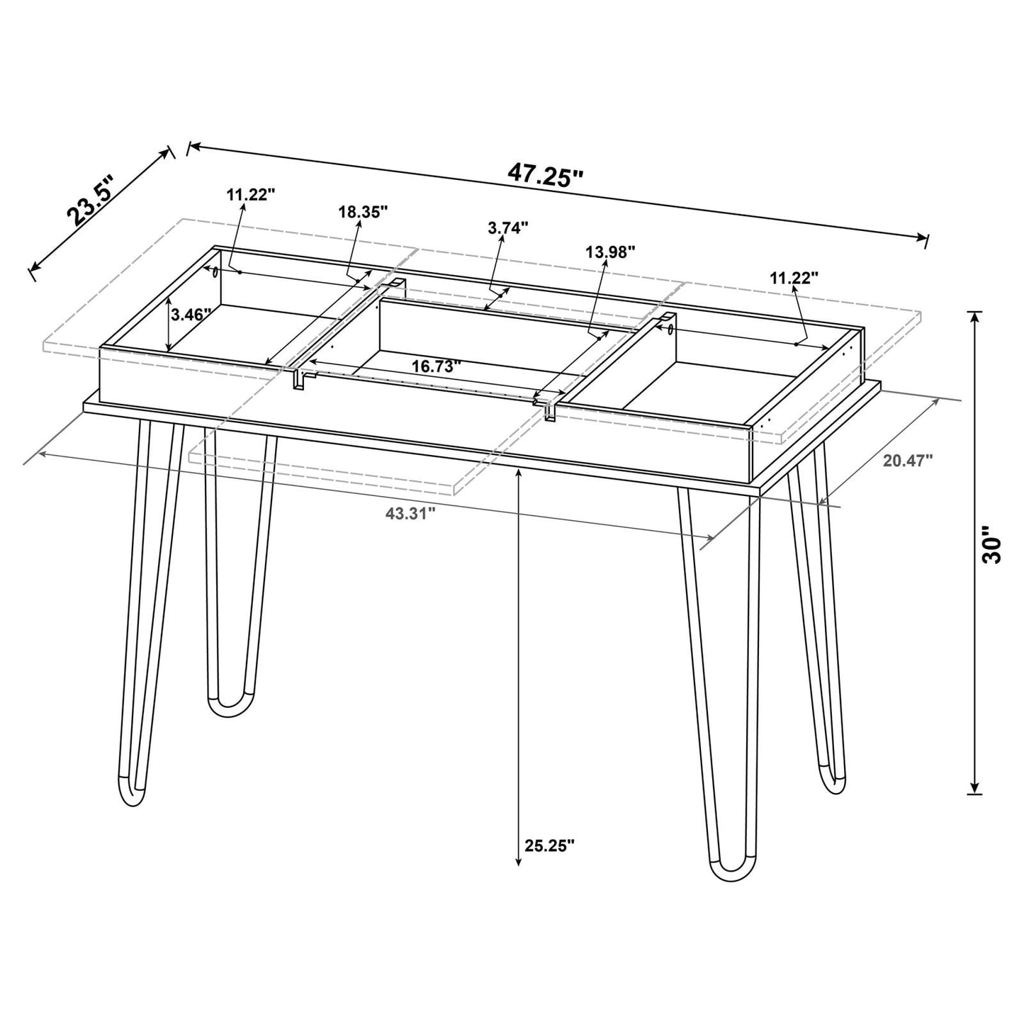 WRITING DESK W/ OUTLET 802011