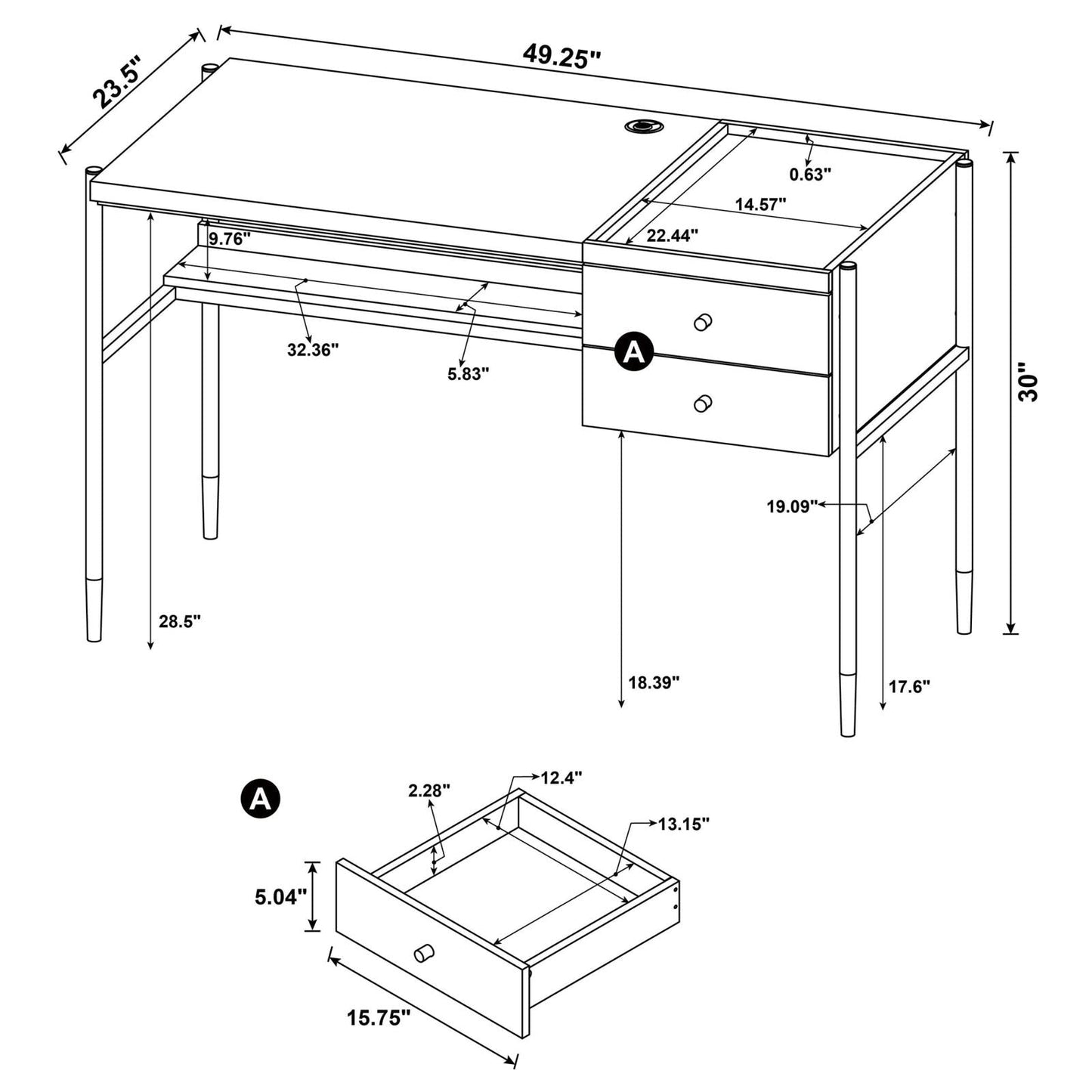 LAXTON WRITING DESK W/ OUTLET 804291