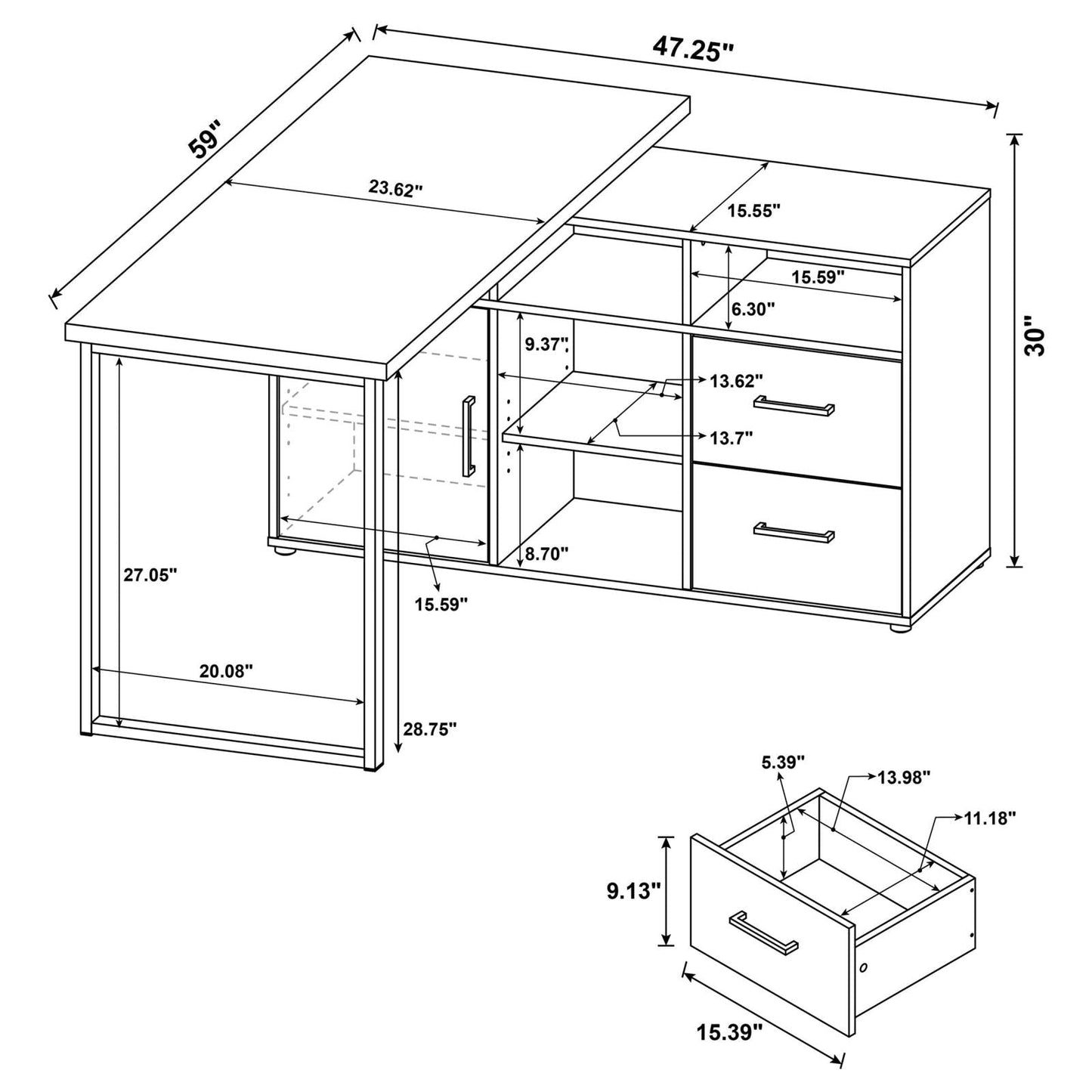 HERTFORD L-SHAPE DESK 804462