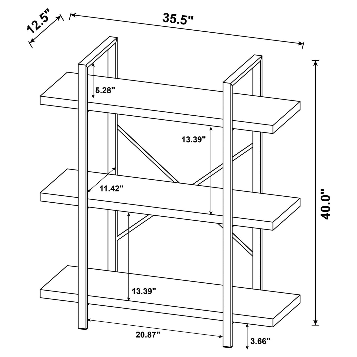 COLE 3-SHELF BOOKCASE 805815