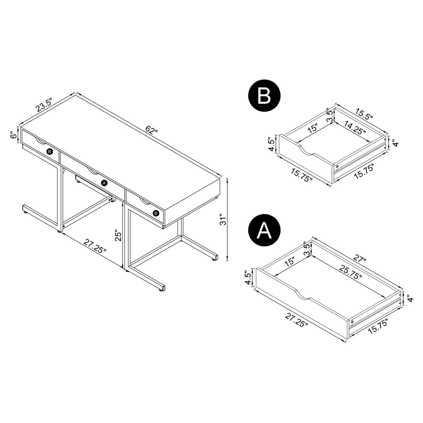 NOORVIK 3 PC DESK SET 881571-S3