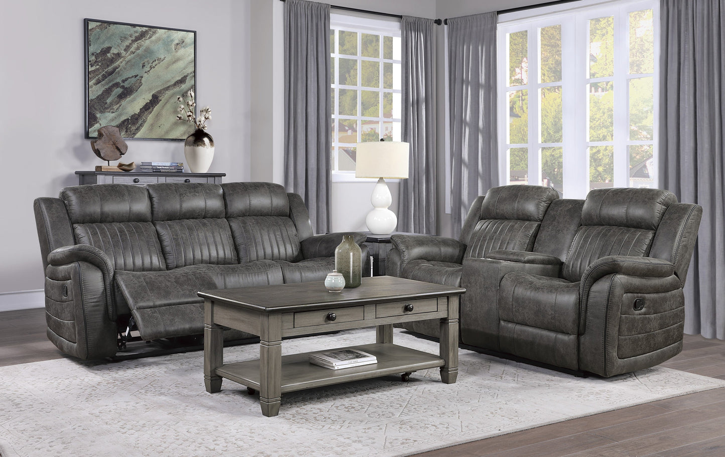 Centeroak Collection 3pc Set: Sofa, Love (Power), Chair