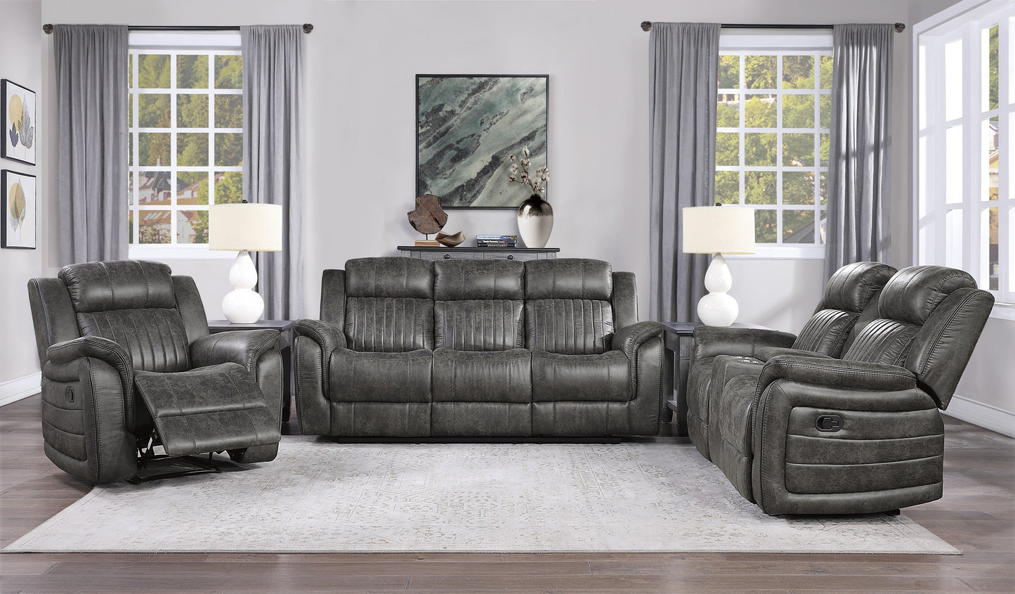 Centeroak Collection 3pc Set: Sofa, Love (Power), Chair