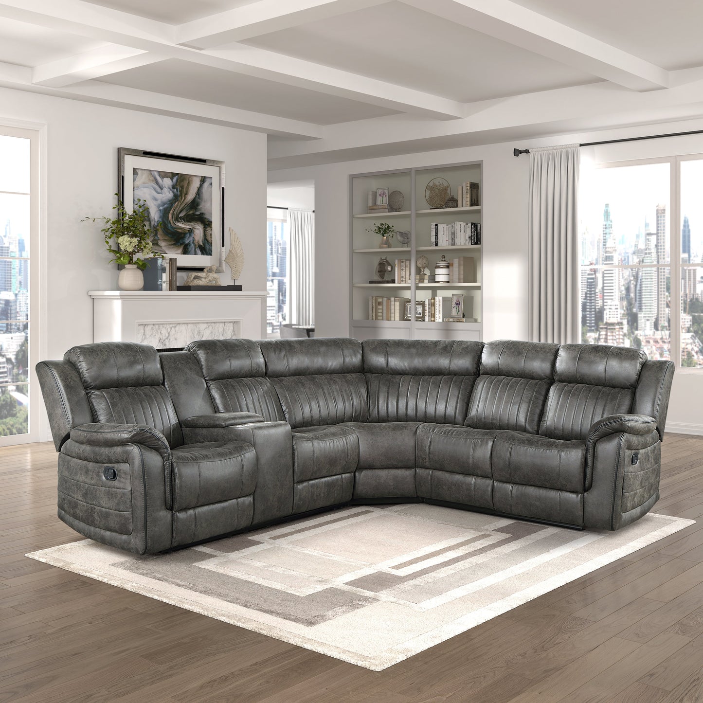 Centeroak Collection 9479S 3-Piece Reclining Sectional with Left Console