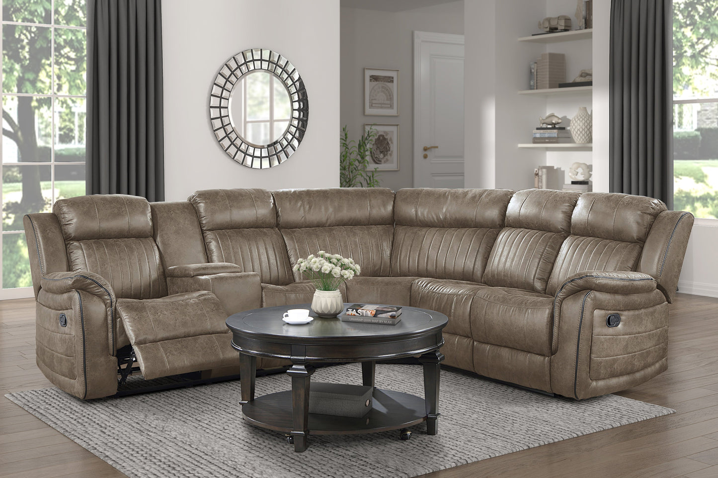 Centeroak Collection 9479S 3-Piece Reclining Sectional with Left Console