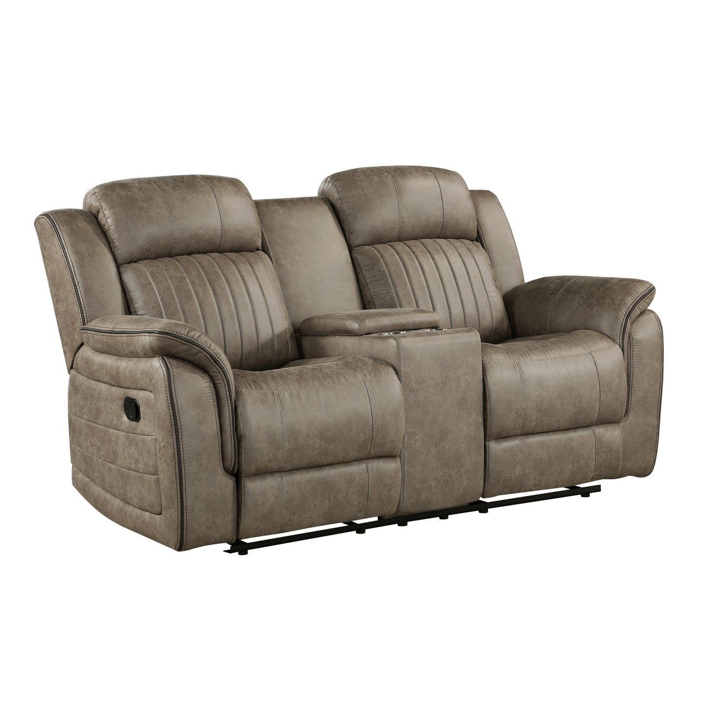 Centeroak Collection Double Reclining Love Seat with Center Console 9479BRG-2