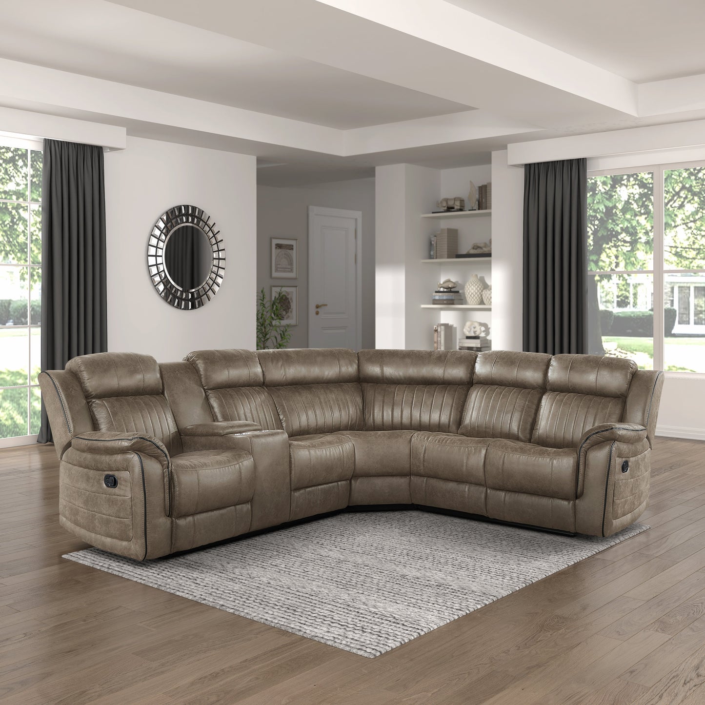 Centeroak Collection 9479S 3-Piece Reclining Sectional with Left Console