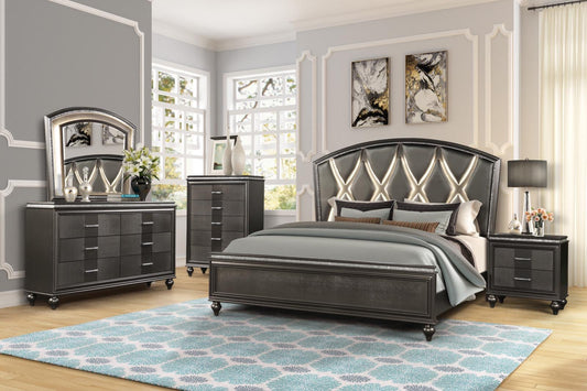 Sally Queen UPH Bed w/led Lights