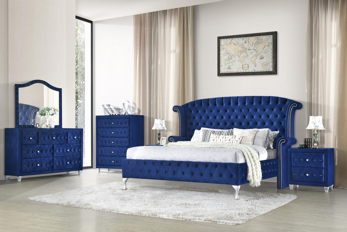 Blue Dana Queen Bed