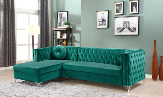 Sophie 2PC Green Velvet Sectional W/Storage