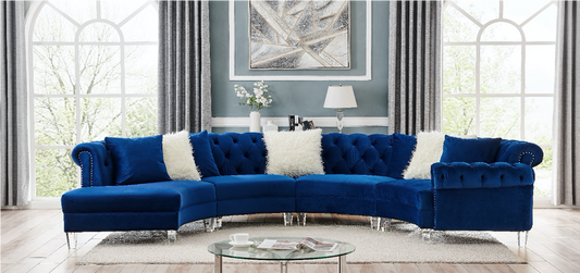 Liliana 4PC Blue Velvet Sectional