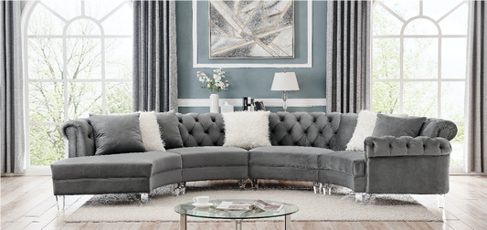 Liliana 4PC Grey Velvet Sectional