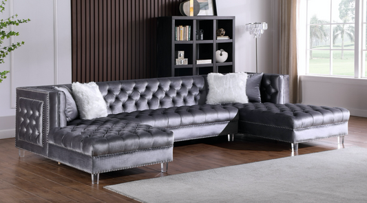 Vienna 3PC Grey Velvet Sectional