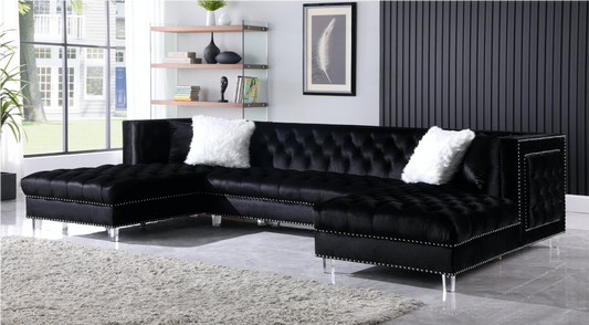 Vienna 3PC Black Velvet Sectional