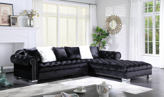 Kylie 2PC Black Velvet Sectional