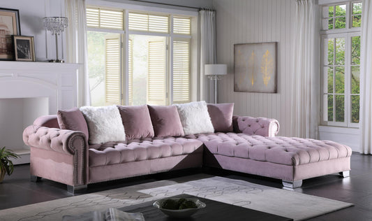 Kylie 2PC Pink Velvet Sectional