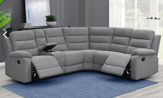 David 3-piece Upholstered Motion Sectional with Pillow Arms Smoke