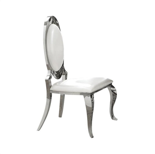 Antoine Oval Back Side Chairs Cream and Chrome (Set of 2)