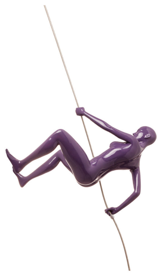 Glossy Wall Sculpture Climbing 8" Woman, Violet