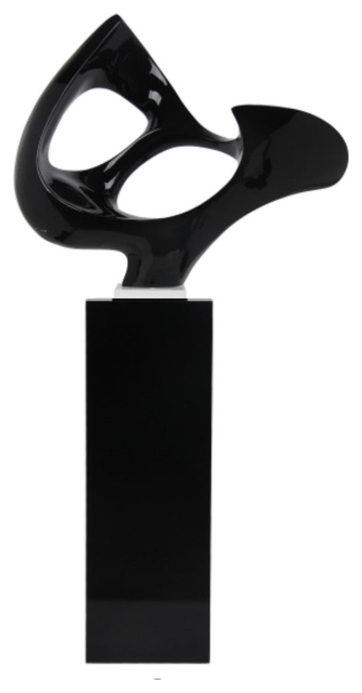 Finesse Decor Abstract Mask Sculpture, Black/Black