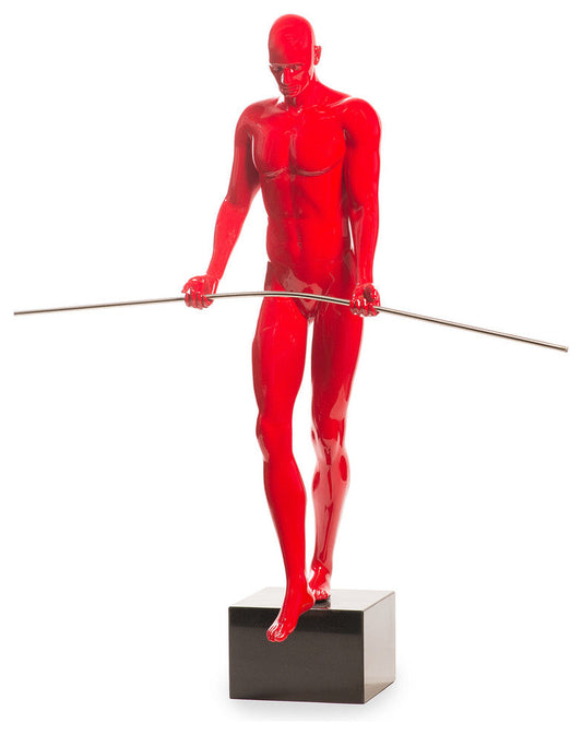 Finesse Decor Balancing Man Sculpture, Red