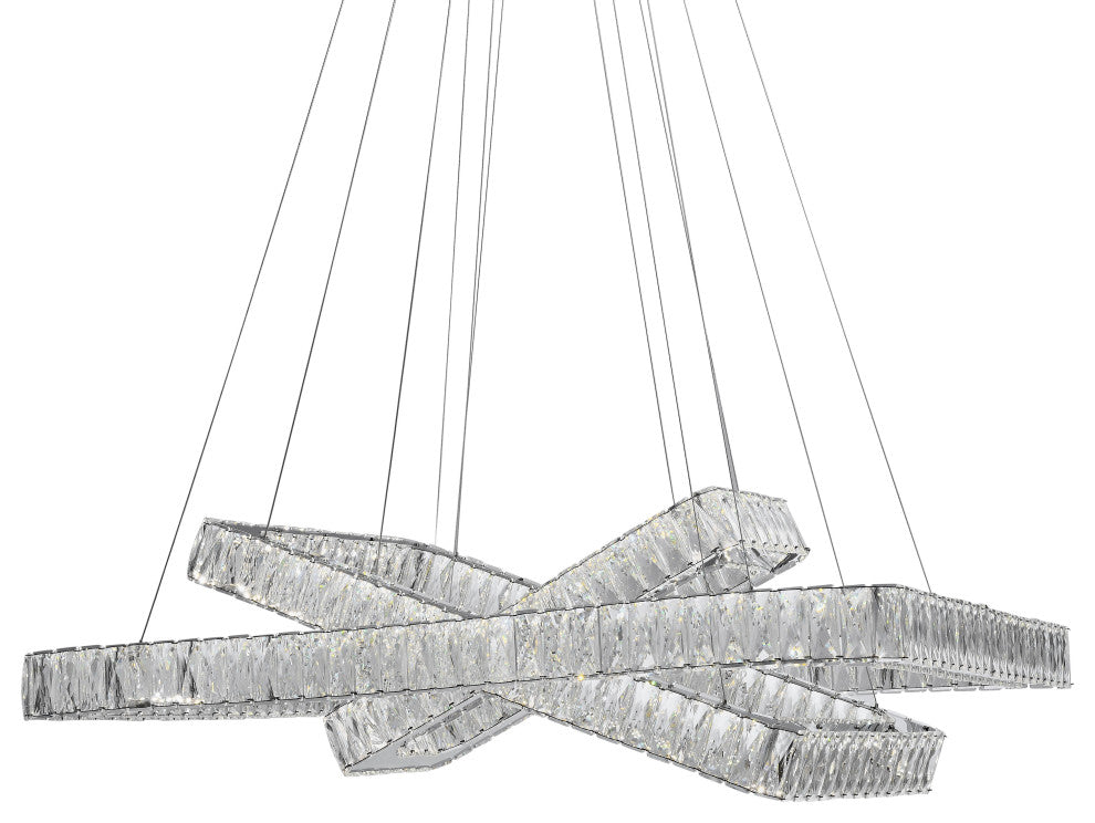 Crystal Elegance LED Chandelier, 3 Rectangles