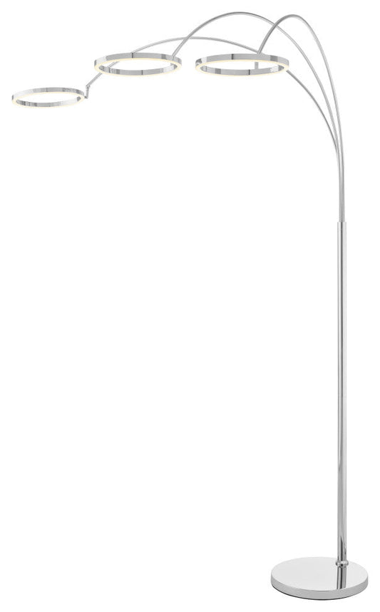 LED Three Ring Arc Floor lamp, Chrome