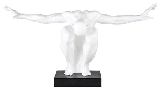 Saluting Man Sculpture, Large, White, Large