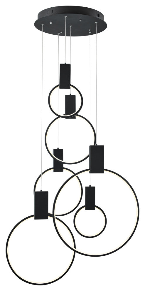 Hong Kong LED Circular Chandelier, Black