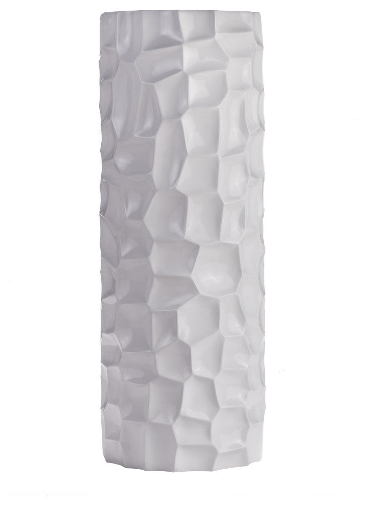 Textured Honeycomb Vase, White, 36", White