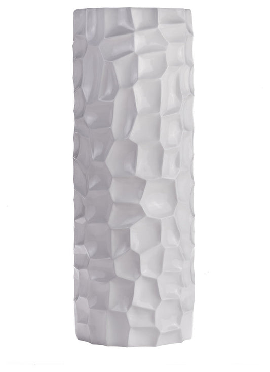 Textured Honeycomb Vase, White, 36", White