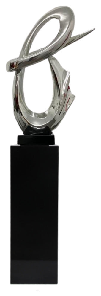 Finesse Decor Fluid Abstract Sculpture, Chrome/Black