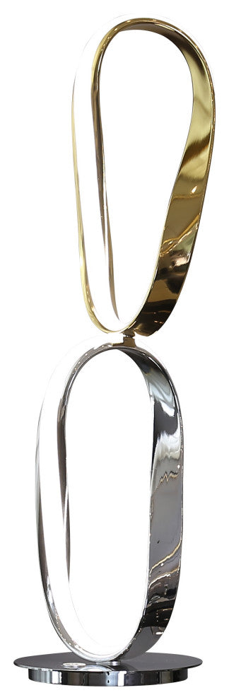 Prague Chrome & Gold Table Lamp Natural White LED Strip & Touch Dimmer