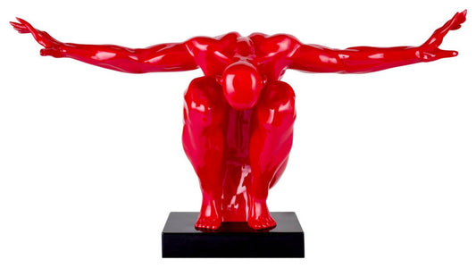 Saluting Man Sculpture, Large, Red, Small