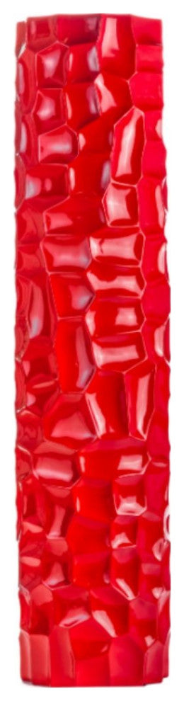 Textured Honeycomb Vase 52", Red