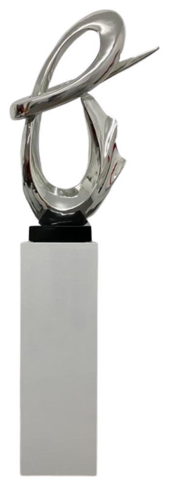 Finesse Decor Fluid Abstract Sculpture, Chrome/White