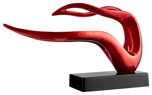 Abstract Figurine Resin Sculpture, Metalic Red